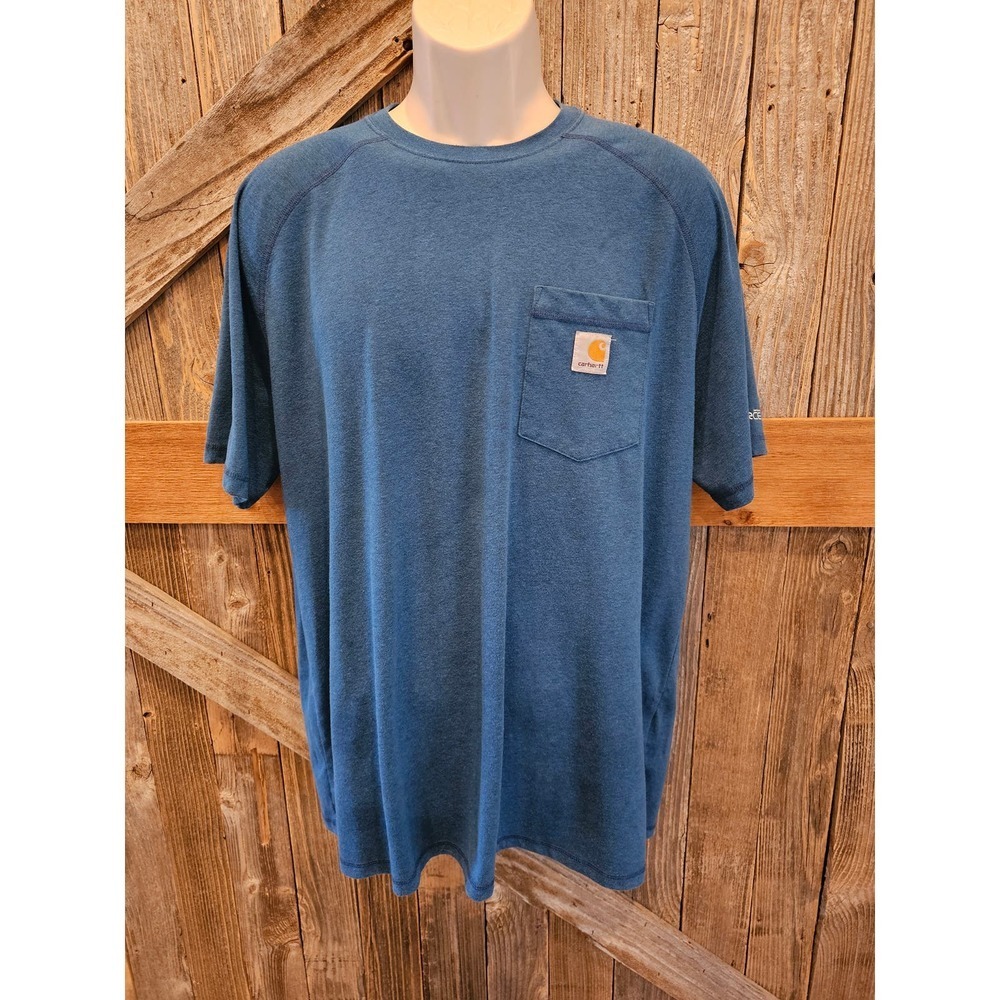 Vivid blue carhartt one pocket work shirt EUC size XL